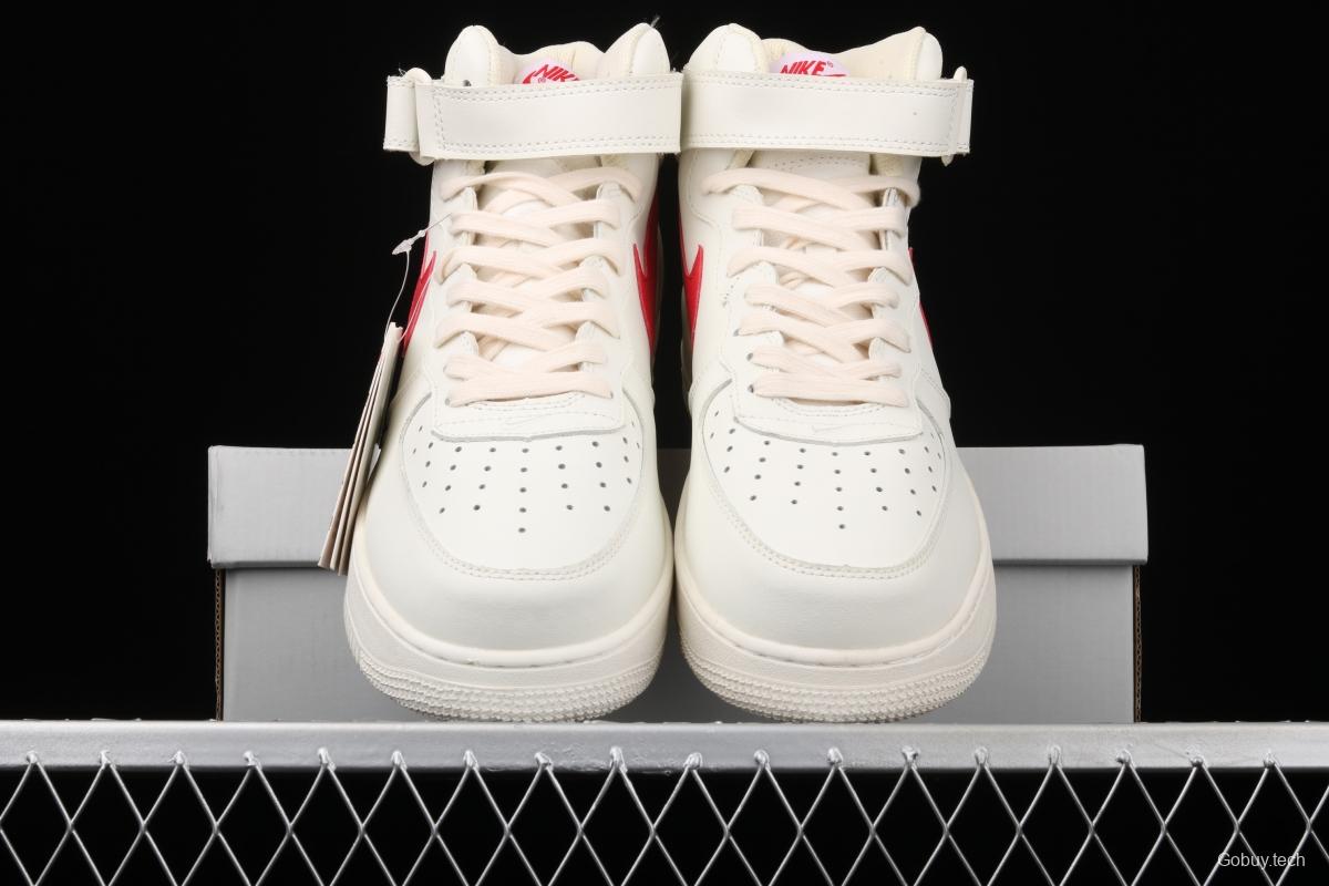 NIKE Air Force 1 Mid air force white and red top casual board shoes 315123-126