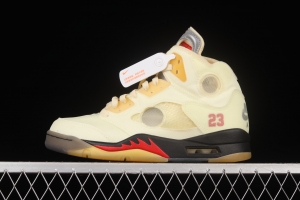 OFF-White x Air Jordan 5 Retro SP White Sail Golden Cicada DH8565-100