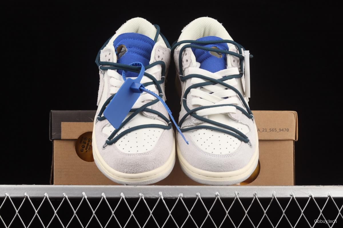 OFF-White x NIKE DUNK Low 12 of 50 OW suede SB buckle rebound fashion casual board shoes DJ0950-111,