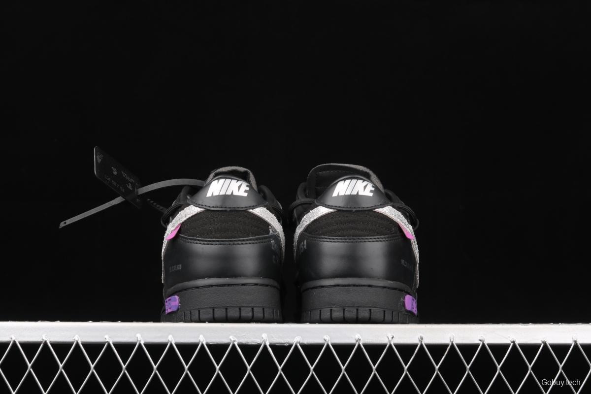 OFF-White x NIKE DUNK Low 04 of 50 OW all black casual sports skateboard shoes DM1602-001