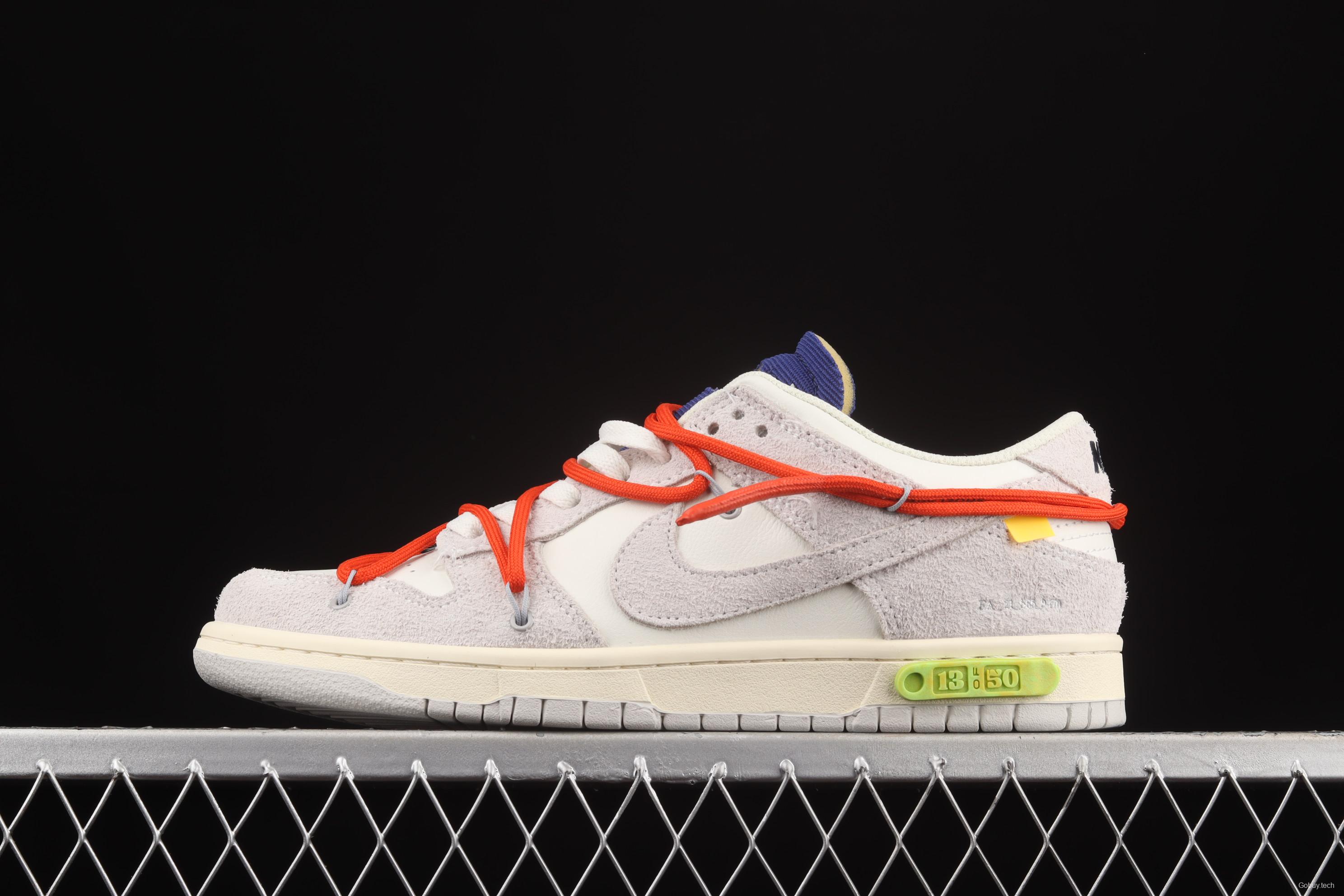 OFF-White x NIKE DUNK Low 12 of 50 OW suede SB buckle rebound fashion casual board shoes DJ0950-110