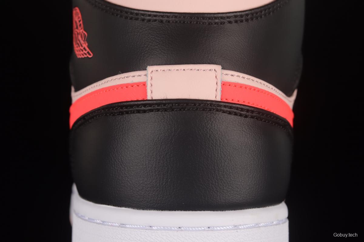 Air Jordan 1 Mid black powder mid-top retro basketball shoes 554725-604