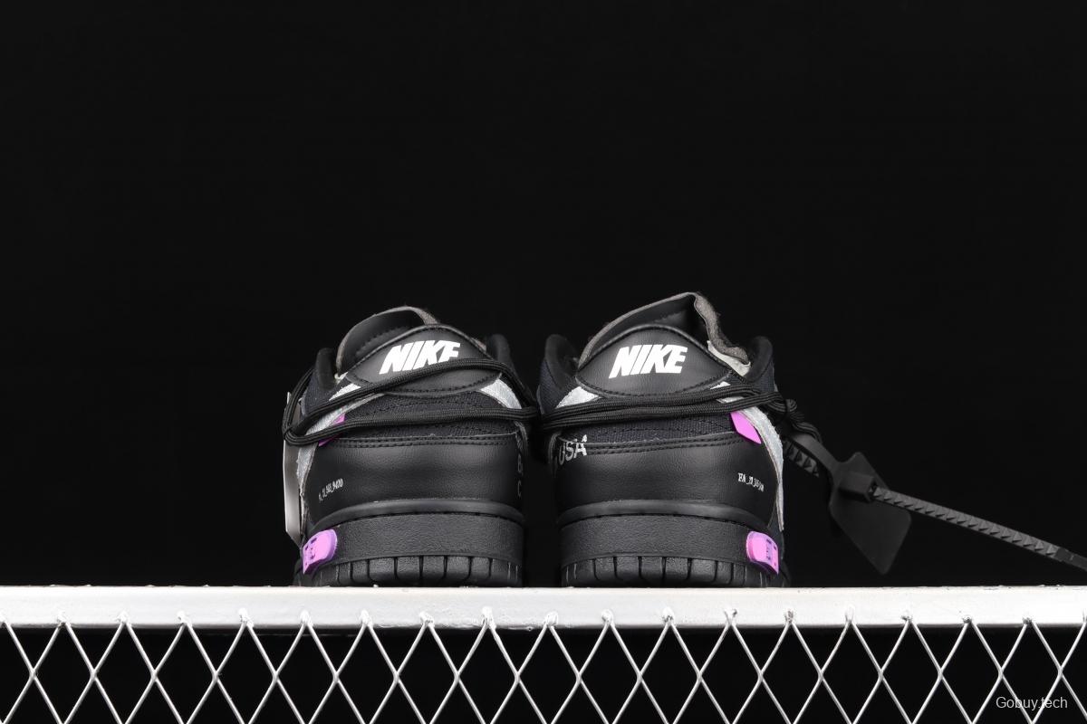 OFF-White x NIKE DUNK Low 04 of 50 OW all black casual sports skateboard shoes DM1602-001