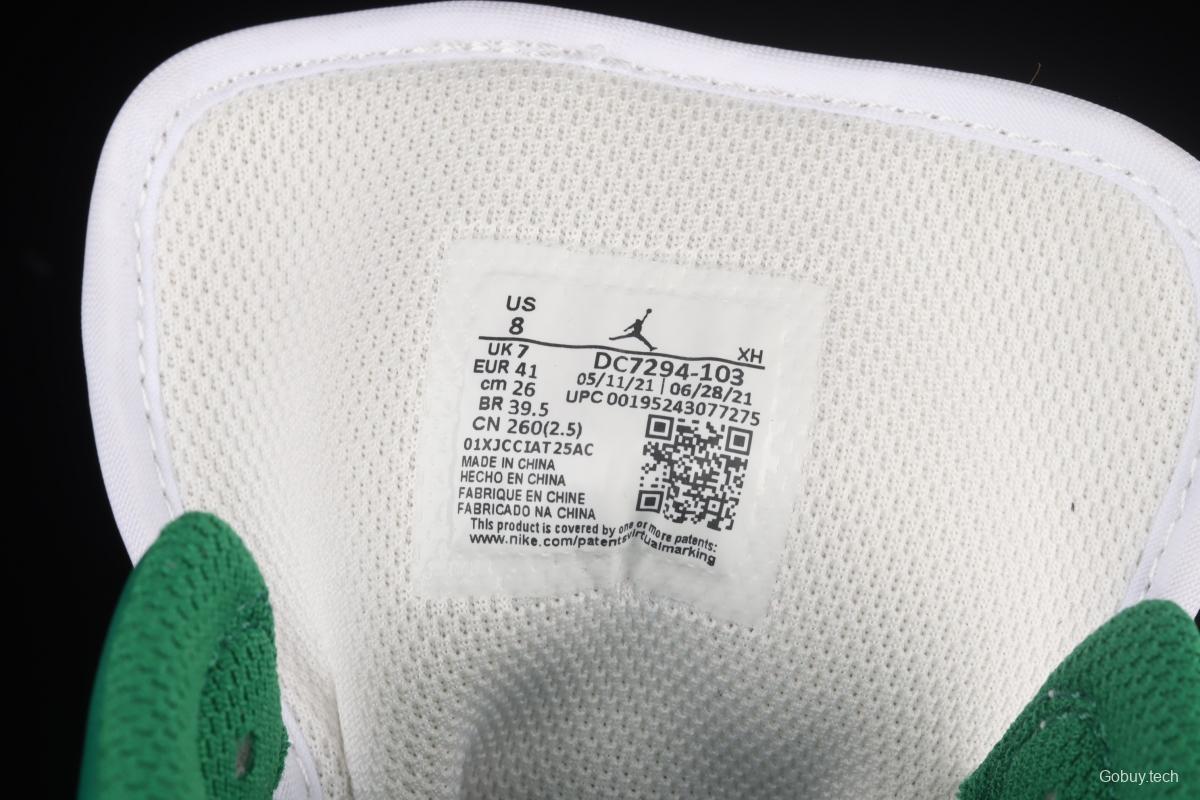 Air Jordan 1 Mid white, gray and green medium top basketball shoes DC7294-103