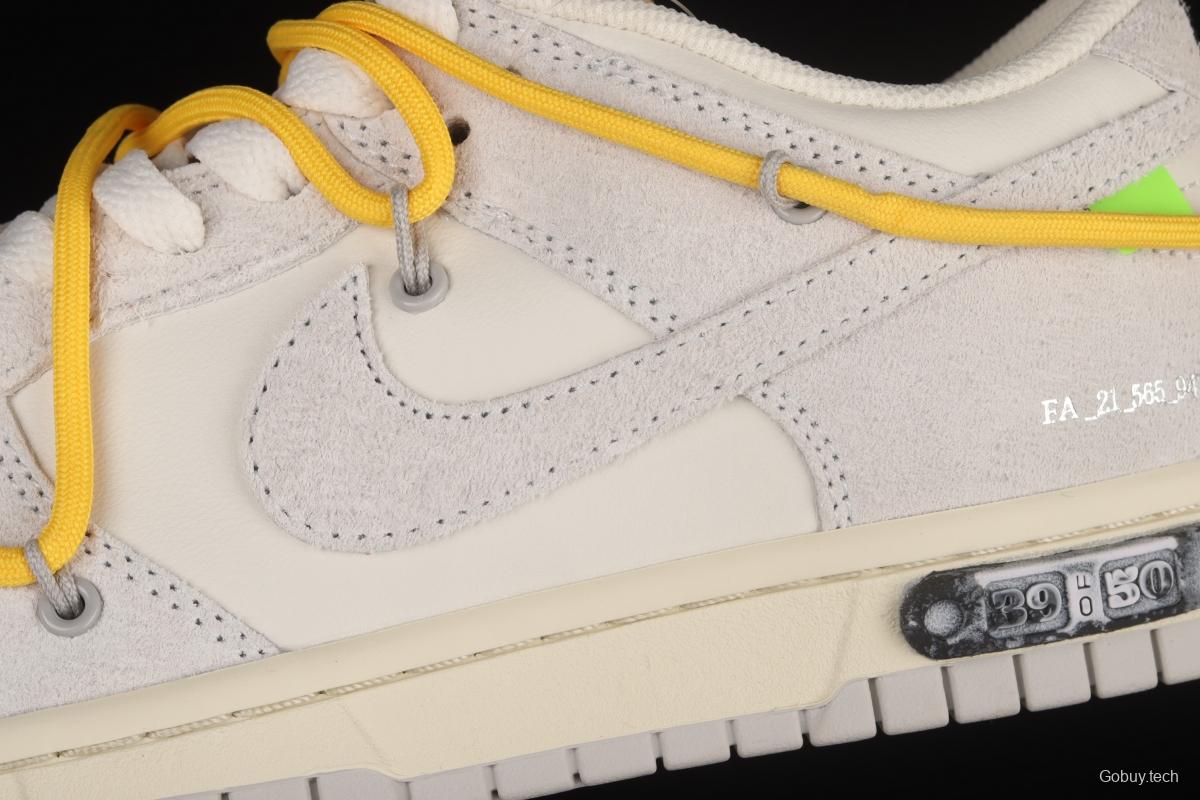 OFF-White x NIKE DUNK Low OW white gray leisure sports skateboard shoes DJ0950-109