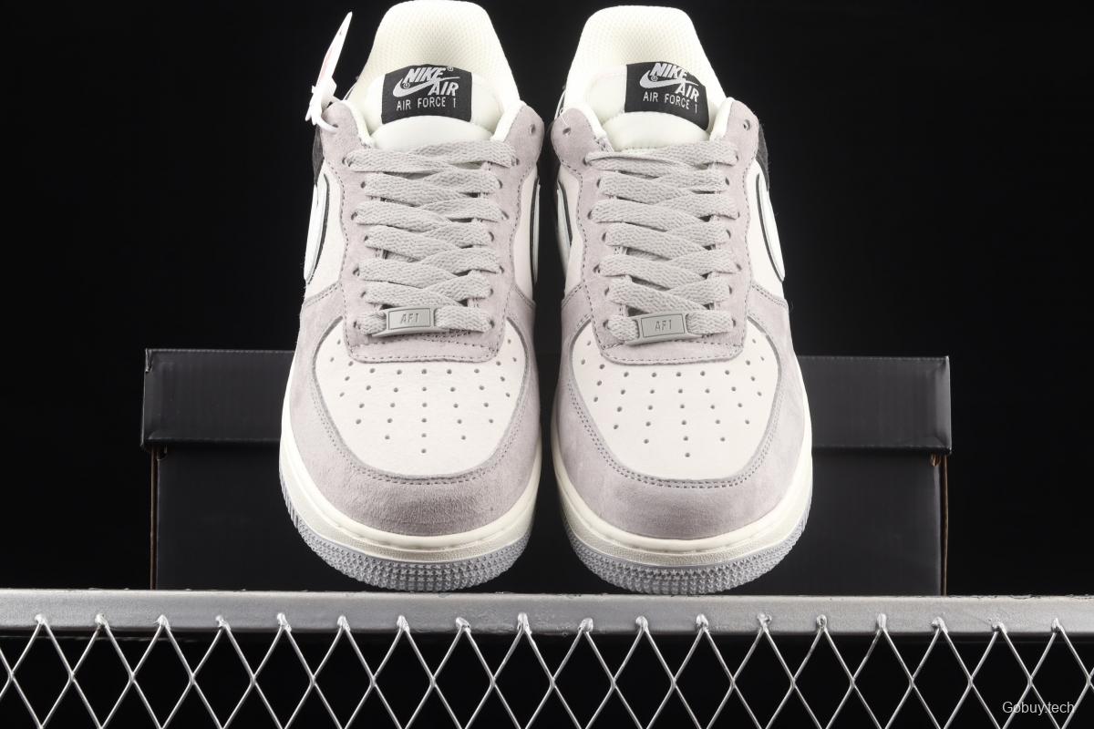 NIKE Air Force 11607 Low white and gray stitched suede color matching low-top casual board shoes DW0831-896