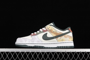 NIKE SB DUNK Low Russet Cedar camouflage asymmetrical mandarin duck dunk series retro low-side leisure sports skateboard shoes DH0957-100