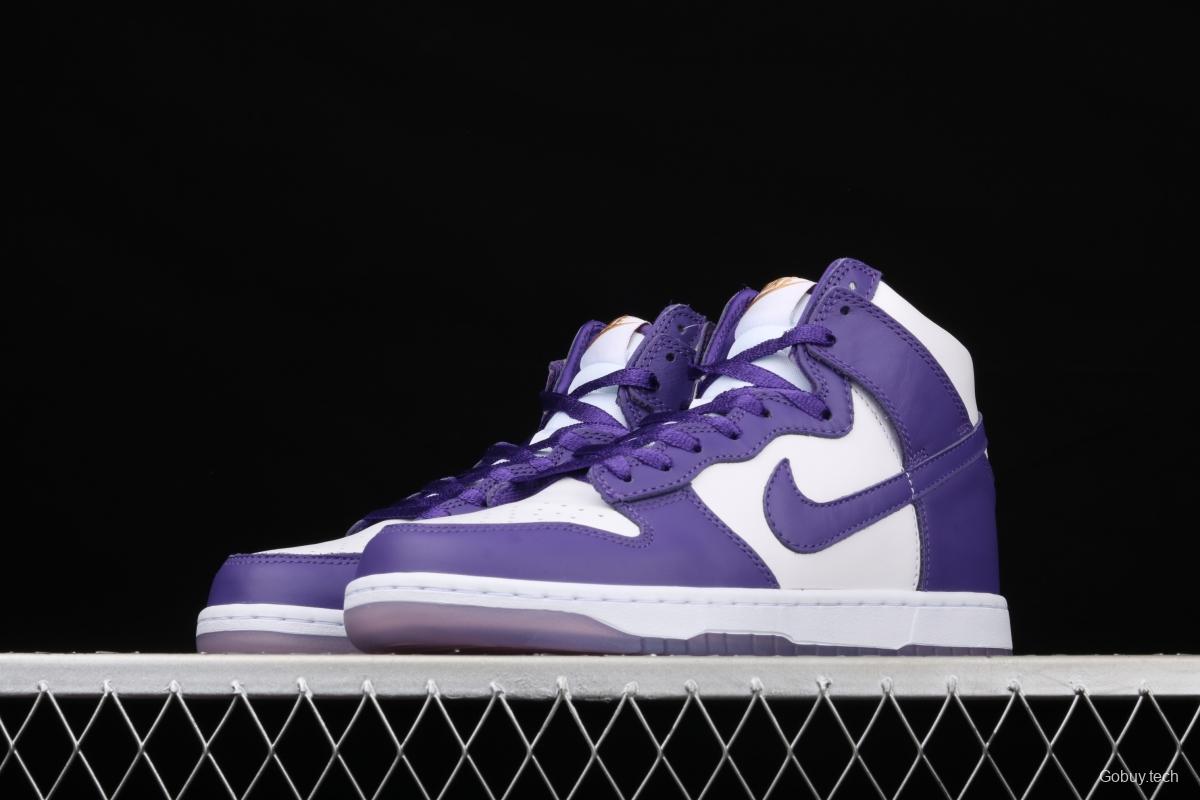 NIKE SB DUNK High Varsity Purple dunk series white and purple color retro high top leisure sports skateboard shoes DC5382-100