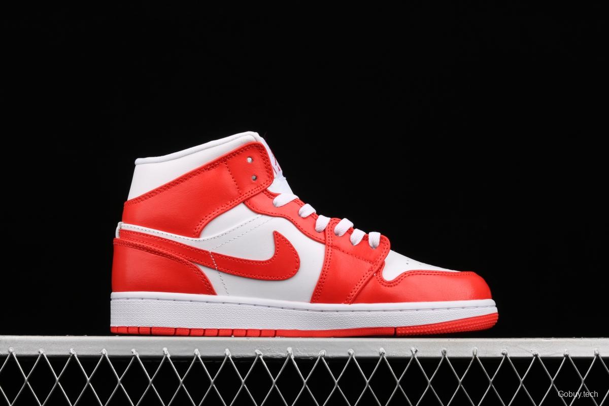 Air Jordan 1 Mid White Orange Zhongbang Leisure Sports Board shoes BQ6472-116