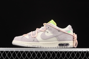 OFF-White x NIKE DUNK Low 12 of 50 OW pink and green suede SB buckle rebound fashion casual board shoes DJ0950-100