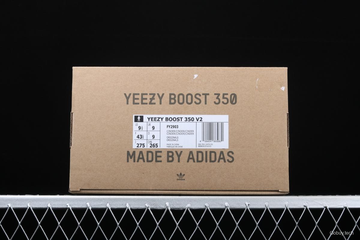 Adidas Yeezy Boost 350 V2 Cinder FY2903 Darth Coconut 350 second generation hollowed-out side transparent black angel color BASF popcorn