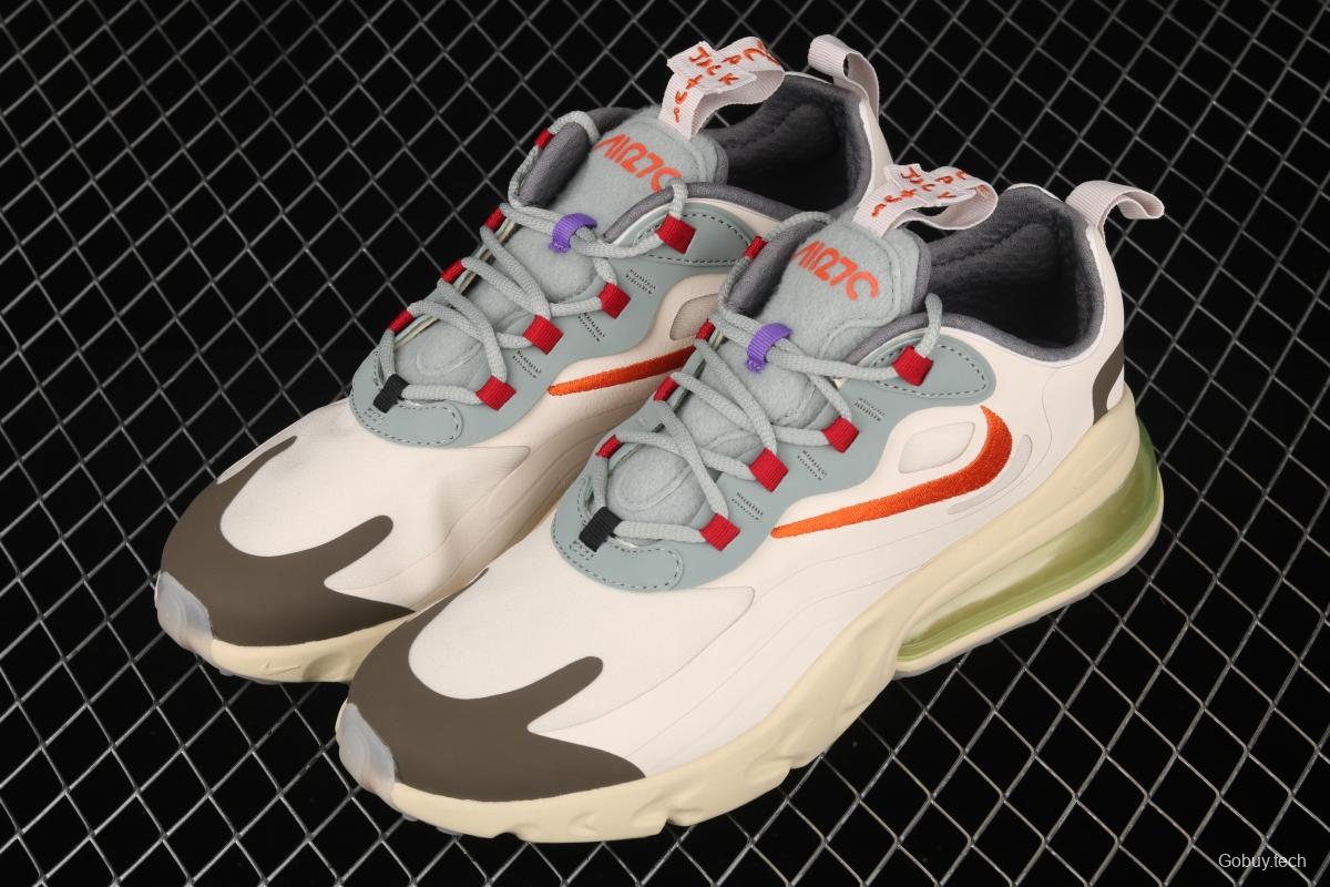 Travis Scott x NIKE Air Max 270React joint style light cream barb white blue orange air cushion running shoes CV2414-200