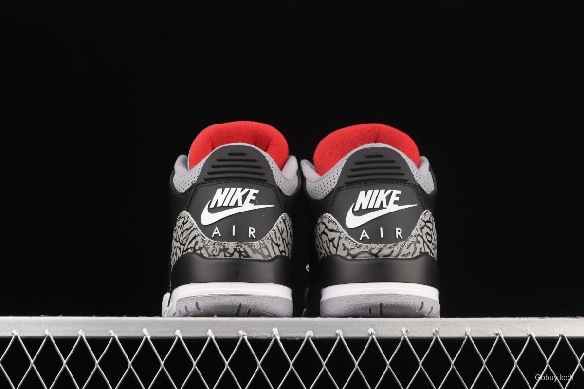 Air Jordan 3 Retro Black Cement (2018) AJ3 Joe 3 re-engraved black cement 854262-001