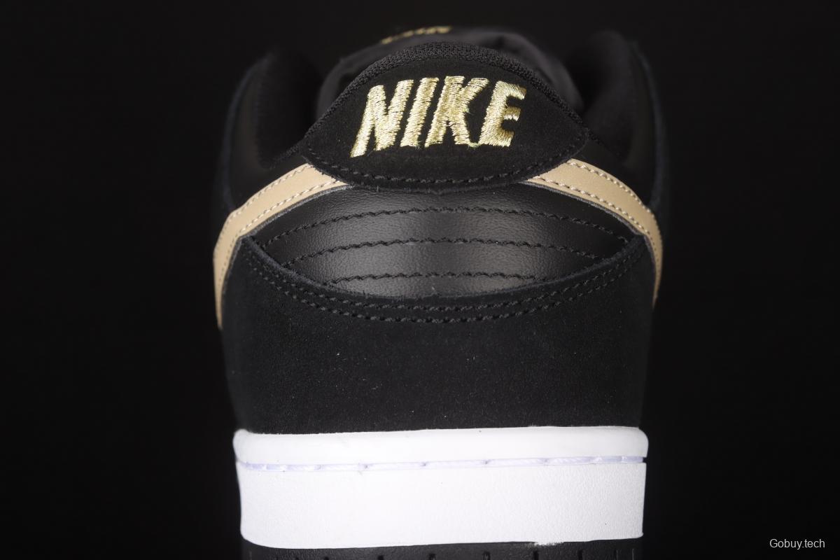 NIKE SB DUNK Low black and white gold dunk series low side leisure sports skateboard shoes BQ6817-002