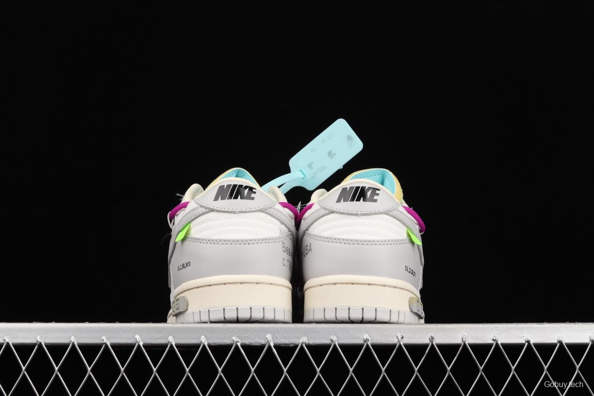 OFF-White x NIKE DUNK Low 04 of 50 OW white gray leisure sports skateboard shoes DM1602-100