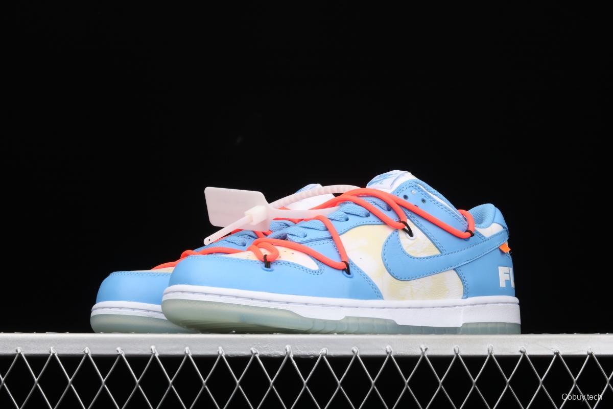 OFF-White x Futura x DUNK OW Coast joint model North Carolina blue color retro skateboard shoes DD0856-403