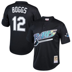 Men's Wade Boggs Black Cooperstown Collection Mesh Batting Practice Throwback Jersey