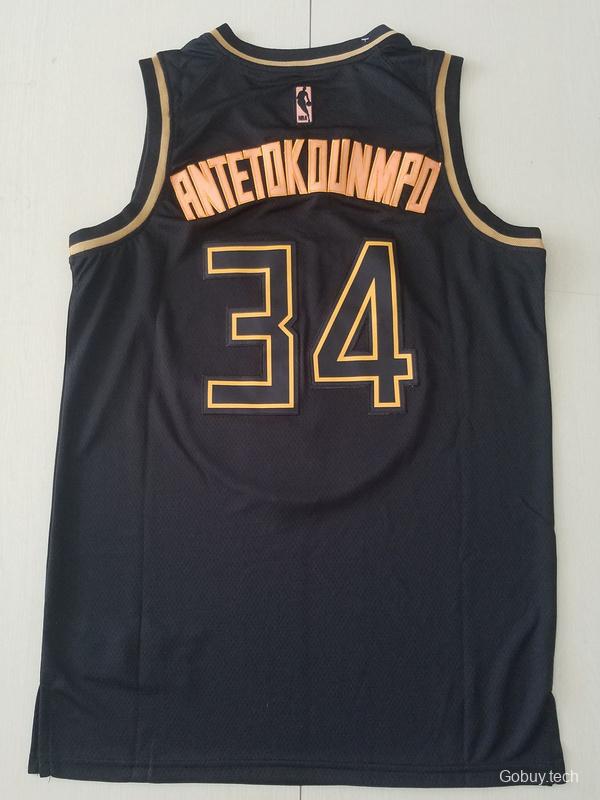 Giannis Antetokounmpo 34 Black Golden Edition Jersey