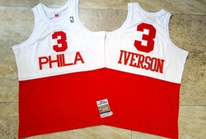 Men's Allen Iverson White And Red Retro Classic Team Jersey