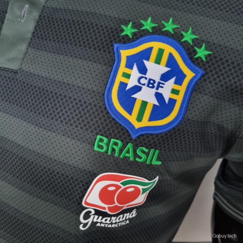 2022 Brazil Polo Black Stripe Jersey