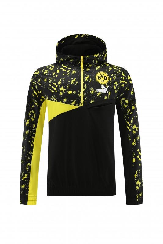 23/24 Borussia Dortmund Black/Yellow Half Zipper Windbreaker Jacket+Pants