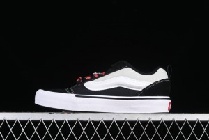 Vans Classics Knu Skool Patchwork Letter Lace-Up Chunky Tongue Platform Sneakers - VN0009QCBLK