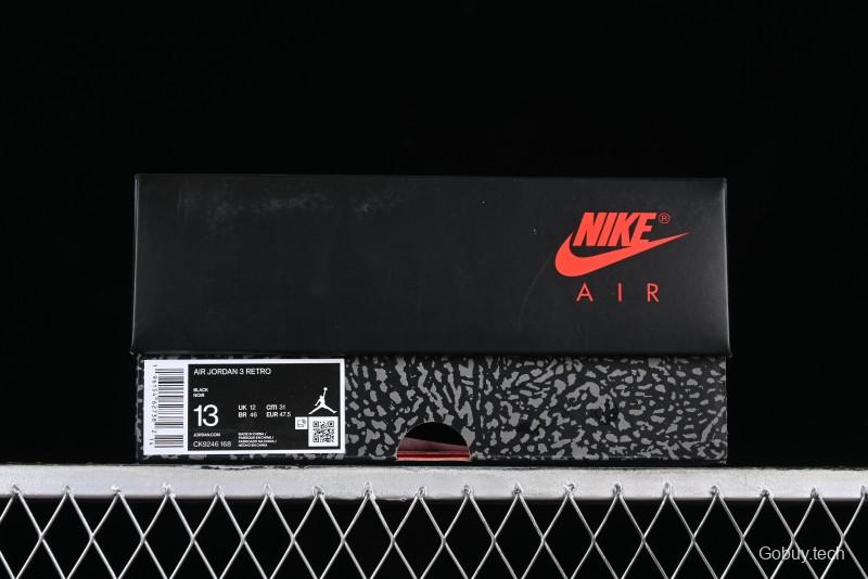 Nike Air Jordan 3 Retro Sneakers in Black with Elephant Print - CK9246-168