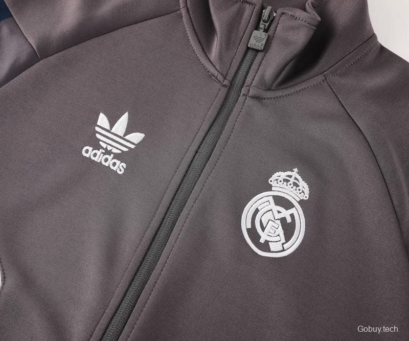 24/25 Real Madrid Grey Full Zipper Jacket +Long Pants