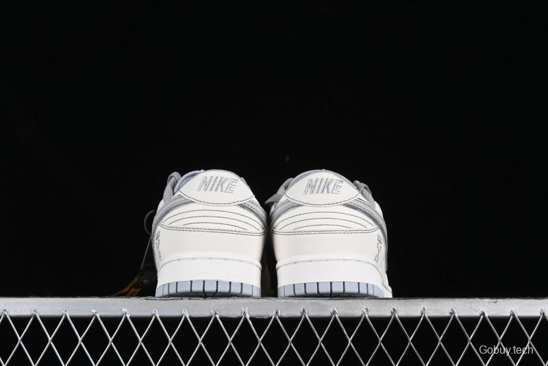 Nike SB Dunk Low OFF-WHITE Collaboration - Light Beige Grey Check Anniversary High-End Custom Low-Top Casual Sneakers - DJ2024-001