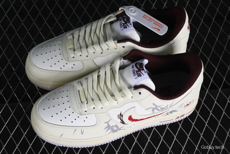 Nike Air Force 1'07 Low "MUD" Casual Sneakers with Bamboo Forest and Wandering Swordsman Print - XC2351-110