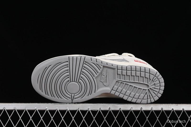 Nike SB Dunk Low Supreme Collaboration - Beige White Fox Lettering Anniversary High-End Custom Low-Top Casual Skate Shoes - JJ5688-106