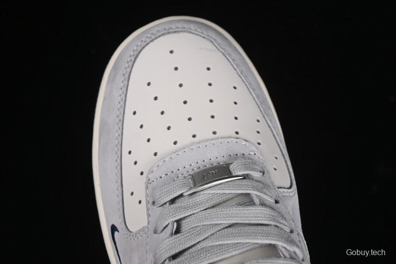 Nike Air Force 1 '07 Low Stussy Collaboration - Grey Pigskin Blue Sole Low-Top Casual Sneakers - XZ3318-028