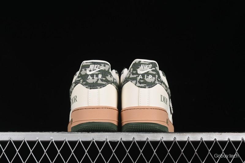 Nike Air Force 1 '07 Low Dior Collaboration - Beige Green Swoosh Low-Top Casual Sneakers - KK1988-010