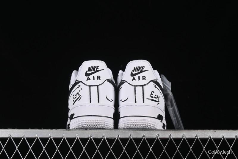 Nike Air Force 1 '07 Low Custom Casual Sneakers with Black and White Manga-Style Hand-Drawn Function Formulas - CT7724-111