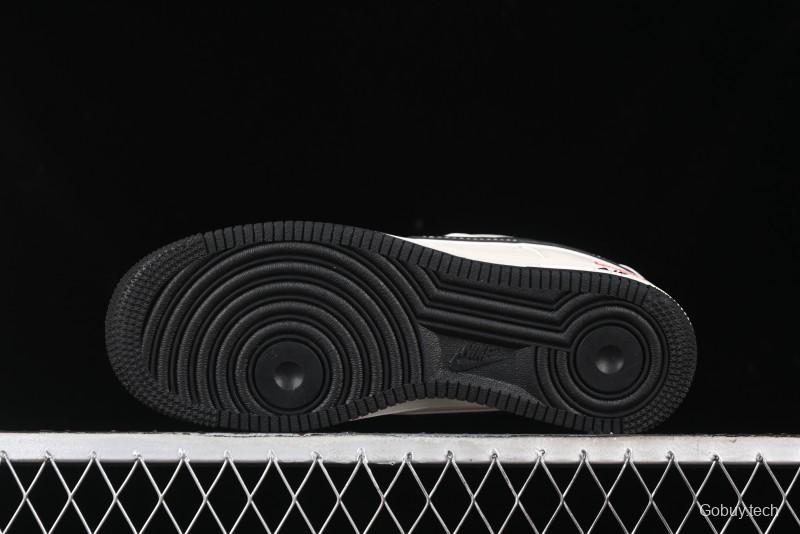 Nike Air Force 1 '07 Low Stone Island x Supreme Collaboration - Off-White Black Heel Casual Sneakers - BB1616-307