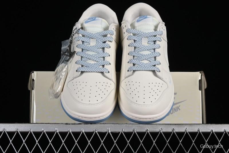 Nike SB Dunk Low LV Collaboration - Double Swoosh Beige Blue Anniversary High-End Custom Low-Top Casual Skate Shoes - XX2025-308