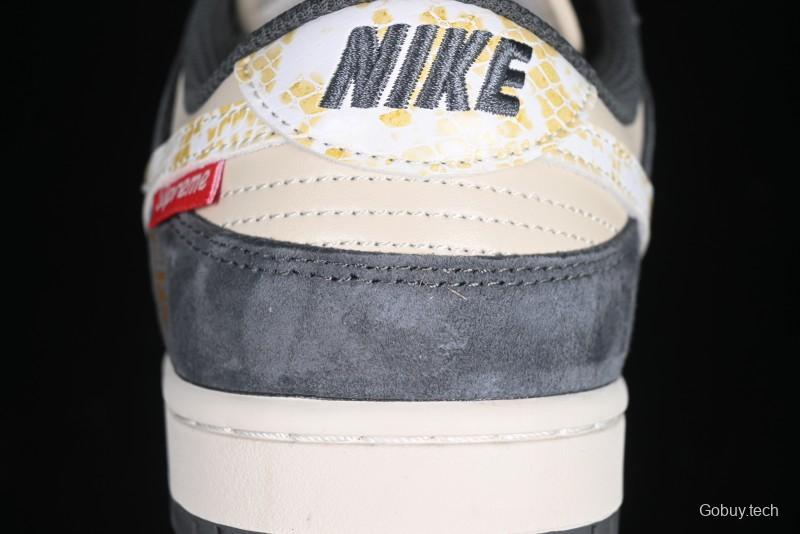 Nike SB Dunk Low Supreme Snake Year Collaboration White Hook Anniversary High-End Custom Low-Top Casual Skate Shoes - DM6868-016