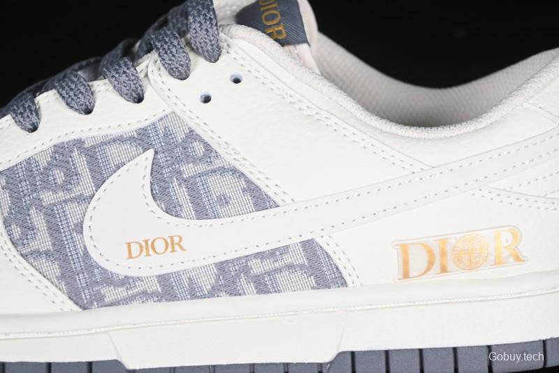 Nike SB Dunk Low Dior x Stone Island Triple Collaboration - Anniversary High-End Custom Low-Top Casual Sneakers - DM6868-043