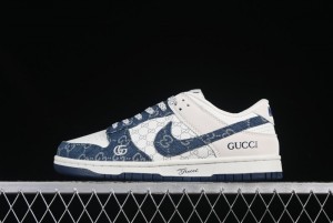 Nike SB Dunk Low Gucci Collaboration Blue Denim Anniversary Custom Low-Top Casual Skate Shoes - CH8311-285