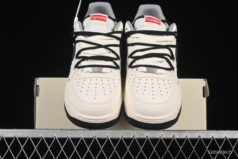 Nike Air Force 1 '07 Low Supreme Collaboration Dual-Tone Grey Black Drawstring Casual Sneakers - DM6868-069
