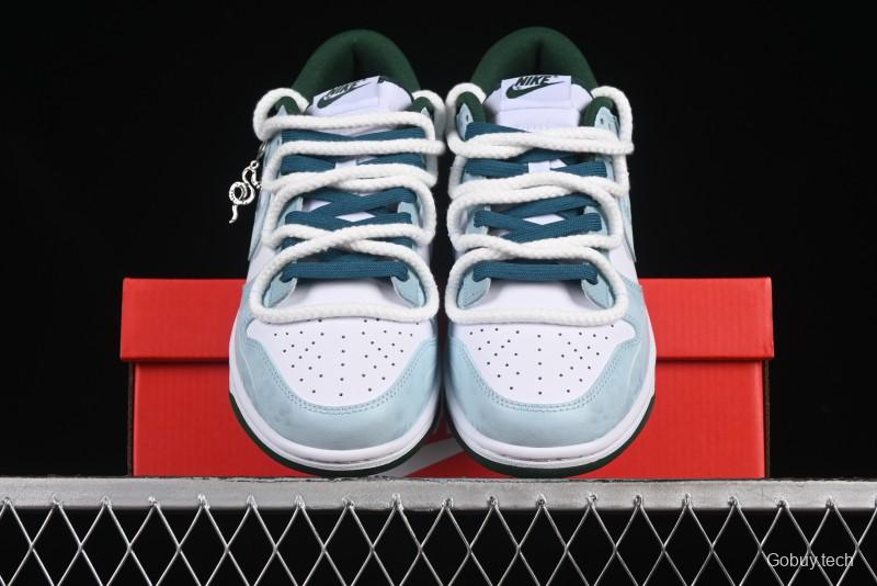Nike Dunk Low Deconstructed Snake Emblem White Blue Low-Top Casual Sneakers - DD1391-101