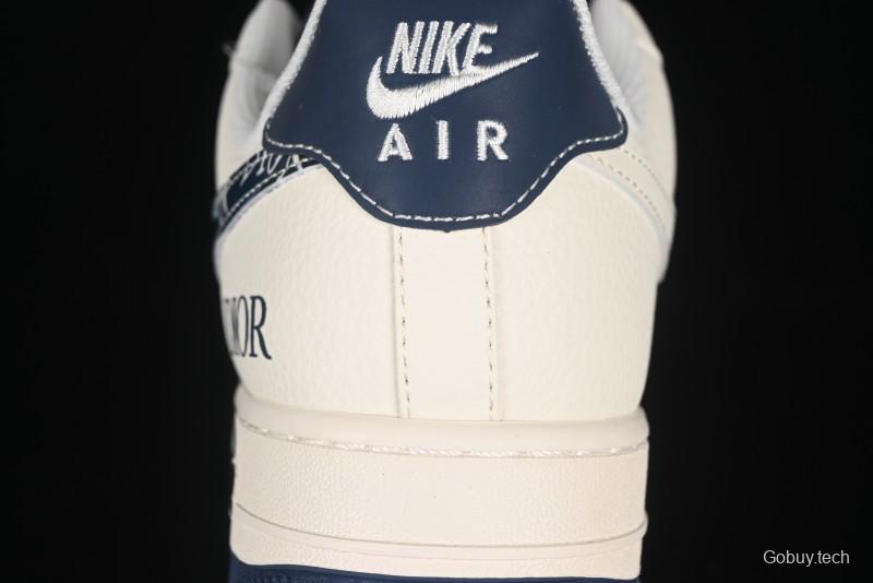 Nike Air Force 1 '07 Low Dior Collaboration Blue Iridescent Swoosh Casual Sneakers - XS1958-569
