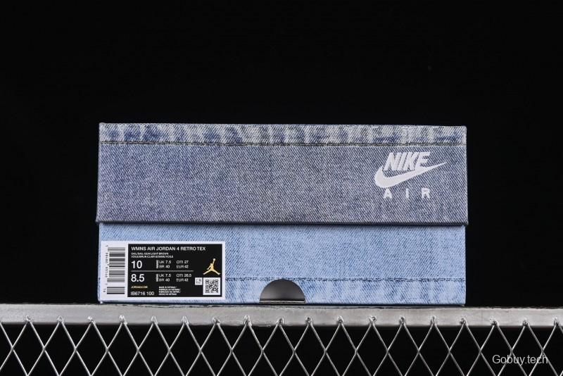 Nike Air Jordan 4 Retro Denim "Worn Blue" Sneakers with Distressed Wash Finish - IB6716-100