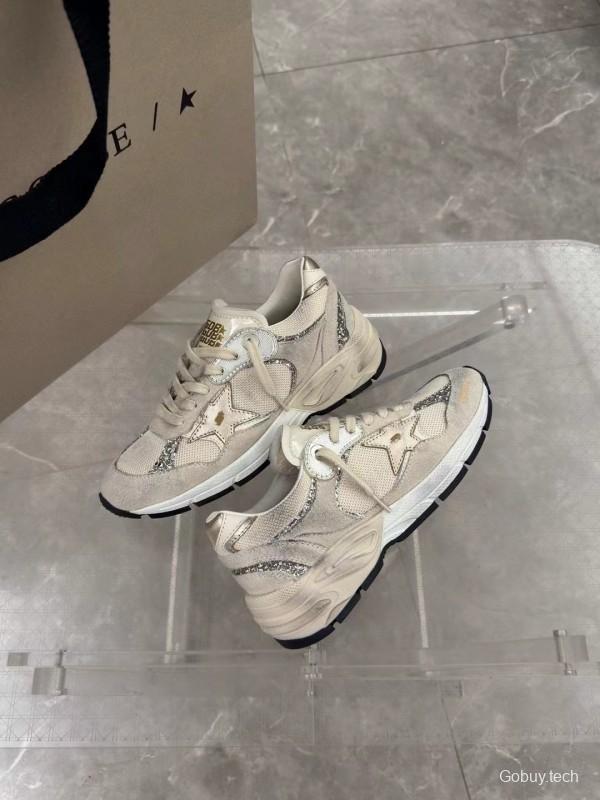 2024 Women GGDB Beige White Suede Mesh Sneakers