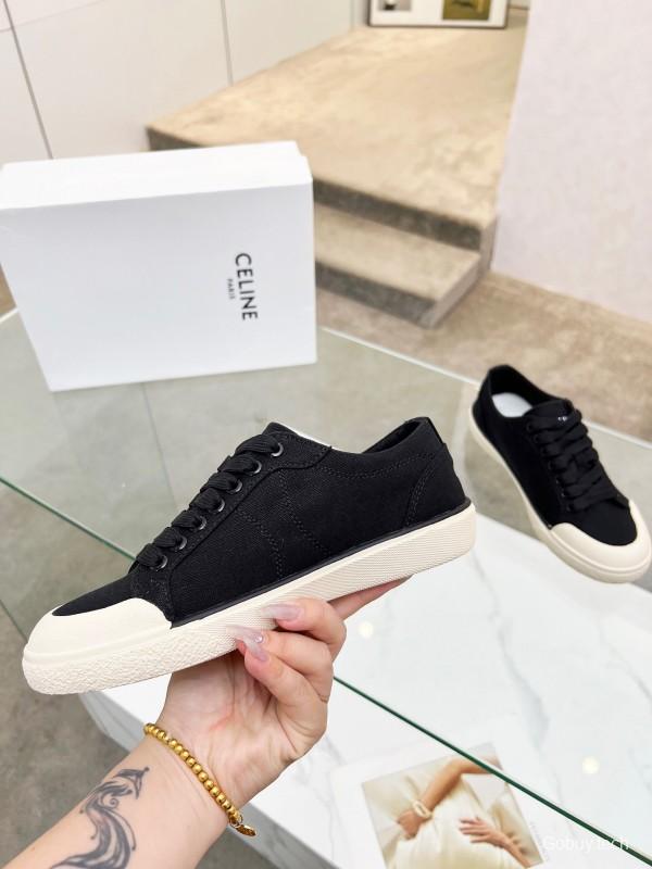 2025 Women Celine Black Canvas Sneakers LY00210