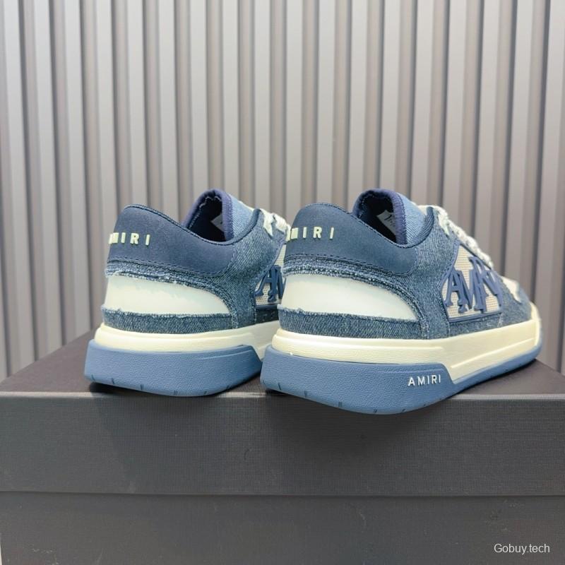 2025 Unisex Amiri Blue White Leather Sneakers MJ00360