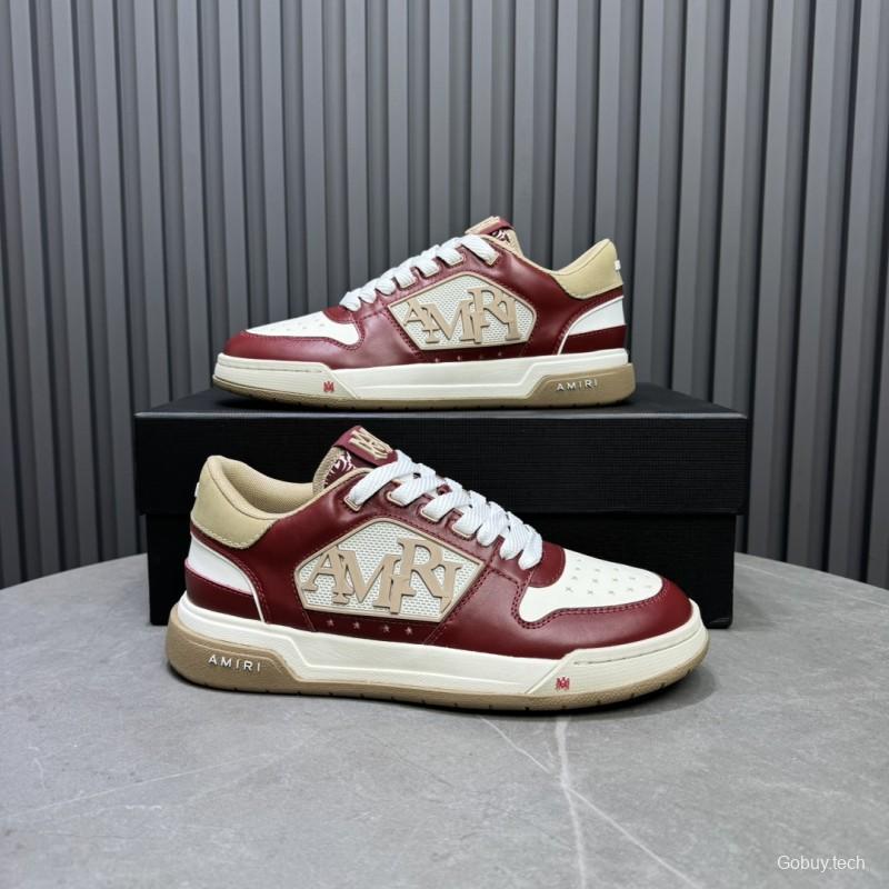 2025 Unisex Amiri Red White Beige Leather Sneakers MJ00360