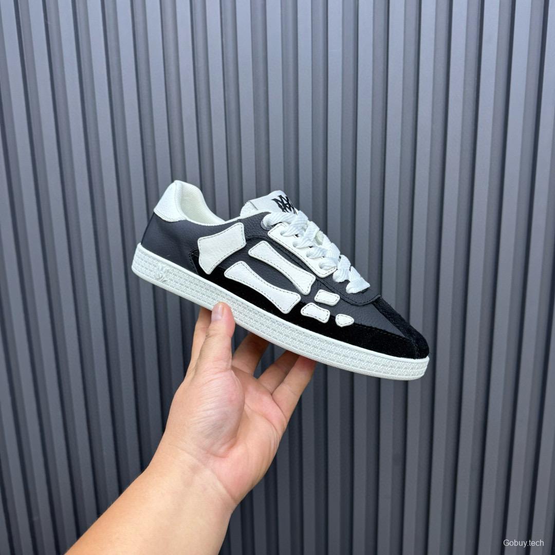 2024 Unisex Amiri Black White Leather Sneakers MJ00300