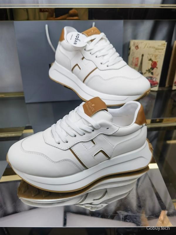 2025 Women HOGAN White Beige Leather Sneakers LY00360(F)