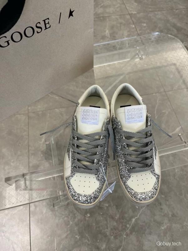 2024 Unisex GGDB White Silver Leather Glitter Low-Top Sneakers MJ00260